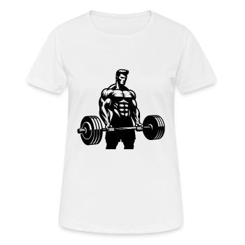Ehrgeiziger ambitionierter Sportler mit Langhantel - Frauen T-Shirt atmungsaktiv - Weiß - Vorne - AI Model Female 172 dark (172cm)