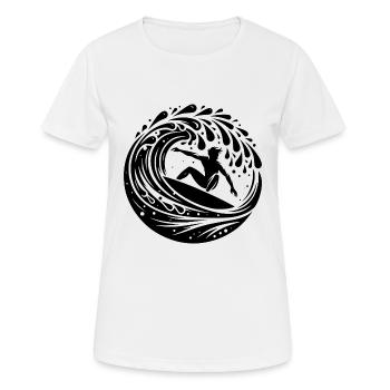 Surfeur surfant dans les vagues avec planche de surf - T-shirt respirant Femme - blanc - Devant - AI Model Female 172 dark (172cm)