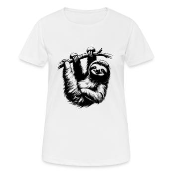 Traîner avec le dessin au crayon de la paresse de yoga - T-shirt respirant Femme - blanc - Devant - AI Model Female 172 dark (172cm)