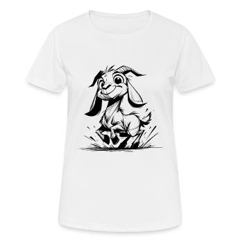 Kleine Kinder Ziege kleines hüpfendes Geißlein - Frauen T-Shirt atmungsaktiv - Weiß - Vorne - AI Model Female 172 dark (172cm)