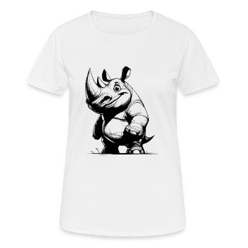 Lustiges Spitzmaulnashorn mit riesigem Horn - Frauen T-Shirt atmungsaktiv - Weiß - Vorne - AI Model Female 172 dark (172cm)