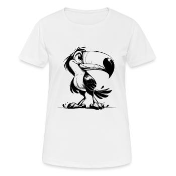 Exotic Toucan Pencil Sketch - Women's Breathable T-Shirt - white - Front - AI Model Female 172 dark (172cm)