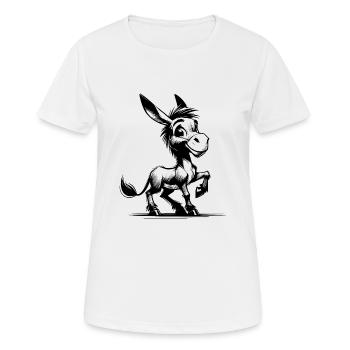 Croquis au crayon de l’âne aux longues oreilles - T-shirt respirant Femme - blanc - Devant - AI Model Female 172 dark (172cm)
