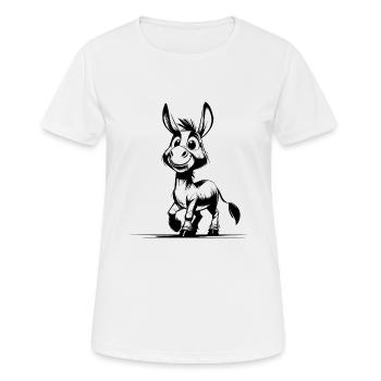 Croquis pour enfants Dessin au crayon de l’âne - T-shirt respirant Femme - blanc - Devant - AI Model Female 172 dark (172cm)