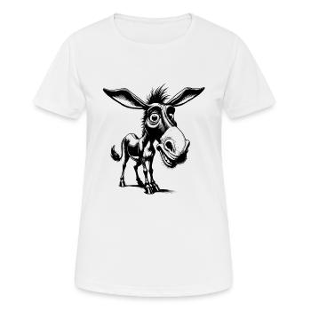 âne fou souriant aux longues oreilles - T-shirt respirant Femme - blanc - Devant - AI Model Female 172 dark (172cm)