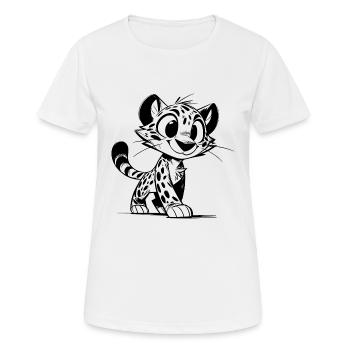 Putziger Leopard Skizze mit großen Augen - Frauen T-Shirt atmungsaktiv - Weiß - Vorne - AI Model Female 172 dark (172cm)