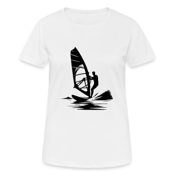 Surftechnik mit Windkraft Wind und Meeresbrise - Frauen T-Shirt atmungsaktiv - Weiß - Vorne - AI Model Female 172 dark (172cm)