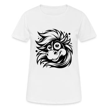 Lustiges Pferd mit großen Augen - Frauen T-Shirt atmungsaktiv - Weiß - Vorne - AI Model Female 172 dark (172cm)