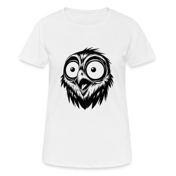 Dessin d’oiseau d’horreur effrayé - T-shirt respirant Femme - blanc - Devant - AI Model Female 172 dark (172cm)