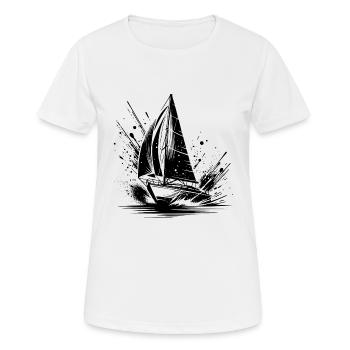 Rasantes Segelboot bei Splash Wellengang - Frauen T-Shirt atmungsaktiv - Weiß - Vorne - AI Model Female 172 dark (172cm)