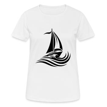 Segelboot bei starkem Wellengang auf offener See - Frauen T-Shirt atmungsaktiv - Weiß - Vorne - AI Model Female 172 dark (172cm)