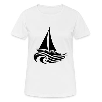 Segelyacht bei schwerem Wellengang auf offener See - Frauen T-Shirt atmungsaktiv - Weiß - Vorne - AI Model Female 172 dark (172cm)