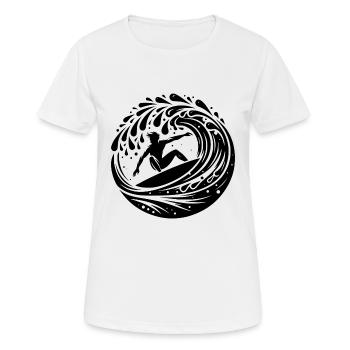 Profi Surfer der in Welle Tunnel surft - Frauen T-Shirt atmungsaktiv - Weiß - Vorne - AI Model Female 172 dark (172cm)