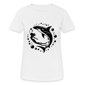 Taucherin und Hammerhai - Frauen T-Shirt atmungsaktiv - Weiß - Vorne - AI Model Female 172 dark (172cm)