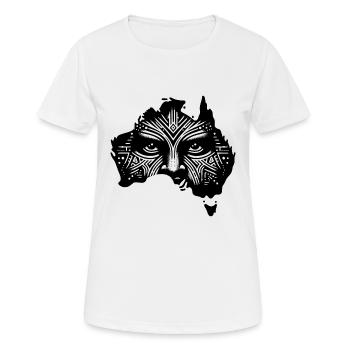 Australischer Kontinent mit Gesicht und Augen - Frauen T-Shirt atmungsaktiv - Weiß - Vorne - AI Model Female 172 dark (172cm)