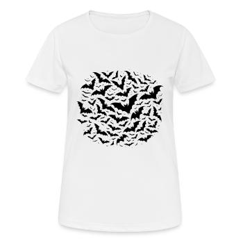 Fliegende Fledermäuse als Schwarm in der Nacht - Frauen T-Shirt atmungsaktiv - Weiß - Vorne - AI Model Female 172 dark (172cm)