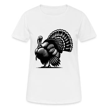 Großer Truthahn mit riesigem Gefieder - Frauen T-Shirt atmungsaktiv - Weiß - Vorne - AI Model Female 172 dark (172cm)