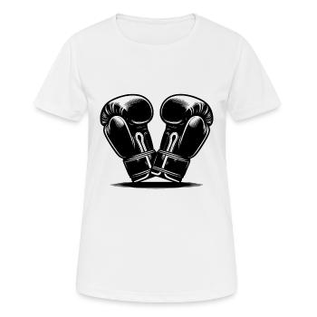 Boxhandschuhe bereit für den nächsten Boxkampf - Frauen T-Shirt atmungsaktiv - Weiß - Vorne - AI Model Female 172 dark (172cm)