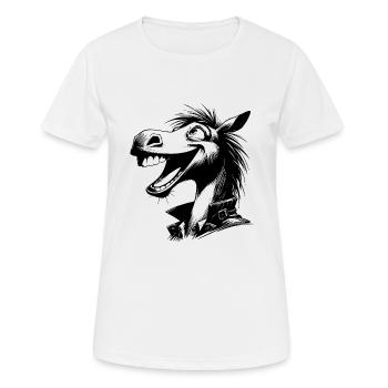 Cheval dessin animé Cheval rieur Croquis au crayon - T-shirt respirant Femme - blanc - Devant - AI Model Female 172 dark (172cm)