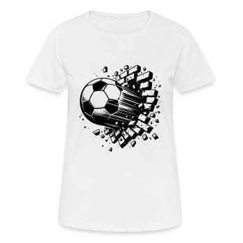 Knaller Fußball Schuss durchbricht Ziegel Wand - Frauen T-Shirt atmungsaktiv - Weiß - Vorne - AI Model Female 172 dark (172cm)