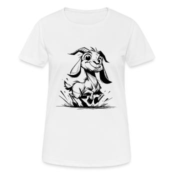 Bébé chèvre sautillant chèvre crayon croquis - T-shirt respirant Femme - blanc - Devant - AI Model Female 172 dark (172cm)