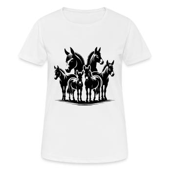 Esel Gruppen Porträt Bilder - Frauen T-Shirt atmungsaktiv - Weiß - Vorne - AI Model Female 172 dark (172cm)