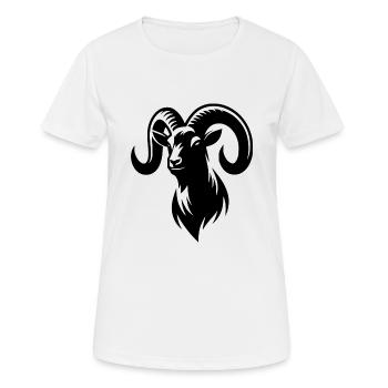 Ziegenbock mit gewaltigen Hörnern - Frauen T-Shirt atmungsaktiv - Weiß - Vorne - AI Model Female 172 dark (172cm)