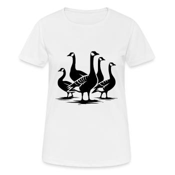 Poultry troop of pretty wild geese - Women's Breathable T-Shirt - white - Front - AI Model Female 172 dark (172cm)