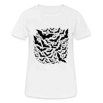 Wilde fliegende Fledermäuse als Nacht Schwarm - Frauen T-Shirt atmungsaktiv - Weiß - Vorne - AI Model Female 172 dark (172cm)