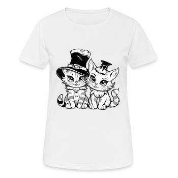 Two cute magic cats with magic hats - Women's Breathable T-Shirt - white - Front - AI Model Female 172 dark (172cm)