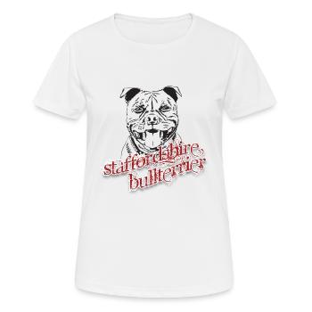 Staffordshire Bullterrier - Frauen T-Shirt atmungsaktiv - Weiß - Vorne - AI Model Female 172 dark (172cm)