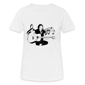 Classical folk guitarist plays guitar notes - Women's Breathable T-Shirt - white - Front - AI Model Female 172 dark (172cm)