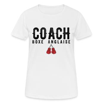 Coach Boxe Anglaise | Entraineur de Boxe Anglaise - T-shirt respirant Femme - blanc - Devant - AI Model Female 172 dark (172cm)