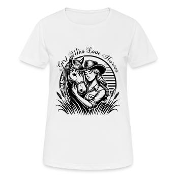 Chemise Vintage Fille Cheval Design Rétro - T-shirt respirant Femme - blanc - Devant - AI Model Female 172 dark (172cm)