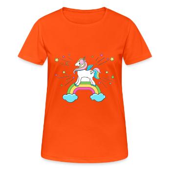 licorne - T-shirt respirant Femme - orange néon - Devant - AI Model Female 172 dark (172cm)