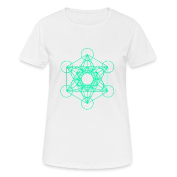 Metatrons Würfel 10 - Frauen T-Shirt atmungsaktiv - Weiß - Vorne - AI Model Female 172 dark (172cm)