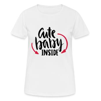 Baby Cute Niedlich Schwangerschaft Pregnant - Frauen T-Shirt atmungsaktiv - Weiß - Vorne - AI Model Female 172 dark (172cm)