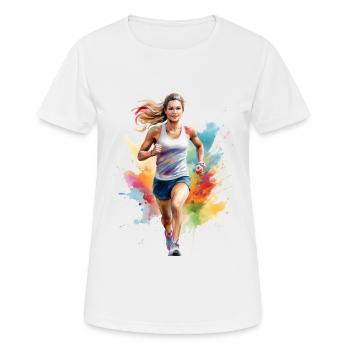 Jogger or runner - Women's Breathable T-Shirt - white - Front - AI Model Female 172 dark (172cm)
