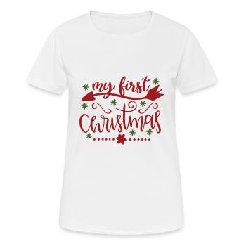 Mein erstes Weihnachten - Frauen T-Shirt atmungsaktiv - Weiß - Vorne - AI Model Female 172 dark (172cm)