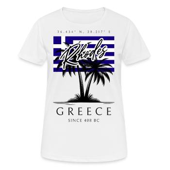 Rhodos Palmen Flagge Reise Souvenir - Frauen T-Shirt atmungsaktiv - Weiß - Vorne - AI Model Female 172 dark (172cm)