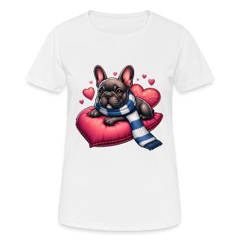 Amour bouledogue français - T-shirt respirant Femme - blanc - Devant - AI Model Female 172 dark (172cm)