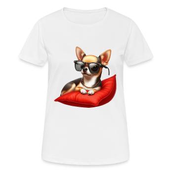 Chihuahua portant des lunettes de soleil - T-shirt respirant Femme - blanc - Devant - AI Model Female 172 dark (172cm)