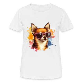 Cute Chihuahua Wearing Sunglasses - Women's Breathable T-Shirt - white - Front - AI Model Female 172 dark (172cm)