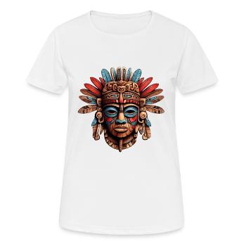 Kunstvolle geschnitzte Azteken, Maya, Inka Maske - Frauen T-Shirt atmungsaktiv - Weiß - Vorne - AI Model Female 172 dark (172cm)