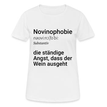 Novinophobie - Definition - Wortspiel - Frauen T-Shirt atmungsaktiv - Weiß - Vorne - AI Model Female 172 dark (172cm)
