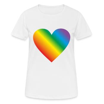 Lgbt Regenbogen Herz - Frauen T-Shirt atmungsaktiv - Weiß - Vorne - AI Model Female 172 dark (172cm)