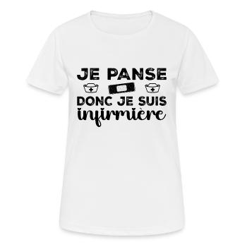 Je Panse Donc Je Suis Infirmière - T-shirt respirant Femme - blanc - Devant - AI Model Female 172 dark (172cm)