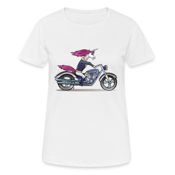 Badass Unicorn - Einhorn - Frauen T-Shirt atmungsaktiv - Weiß - Vorne - AI Model Female 172 dark (172cm)