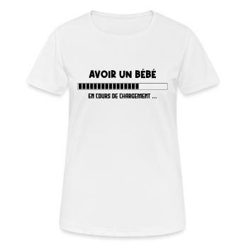 Avoir un Bébé en Cours de Chargement - T-shirt respirant Femme - blanc - Devant - AI Model Female 172 dark (172cm)