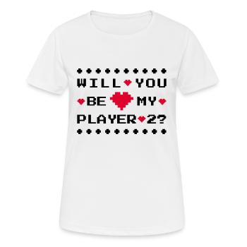 SEREZ-VOUS MON JOUEUR 2 - SE MARIER - DEMANDE EN MARIAGE - T-shirt respirant Femme - blanc - Devant - AI Model Female 172 dark (172cm)